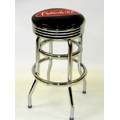 Double Ring Base Logo Stool w/ Chrome Rim & Seat Top Imprint (Assembled)